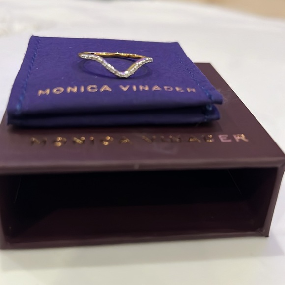 ❤️MONICA VINADER 18KT ROSE GOLD VERMEIL WAVE DIAMOND RING SIZE 5.75 BRAND NEW - Picture 2 of 4